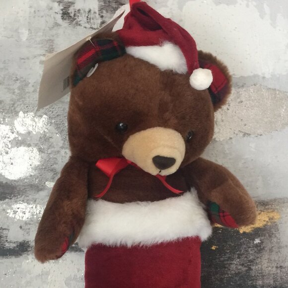 Vintage 1970's Christmas Teddy in Stocking - Picture 1 of 13